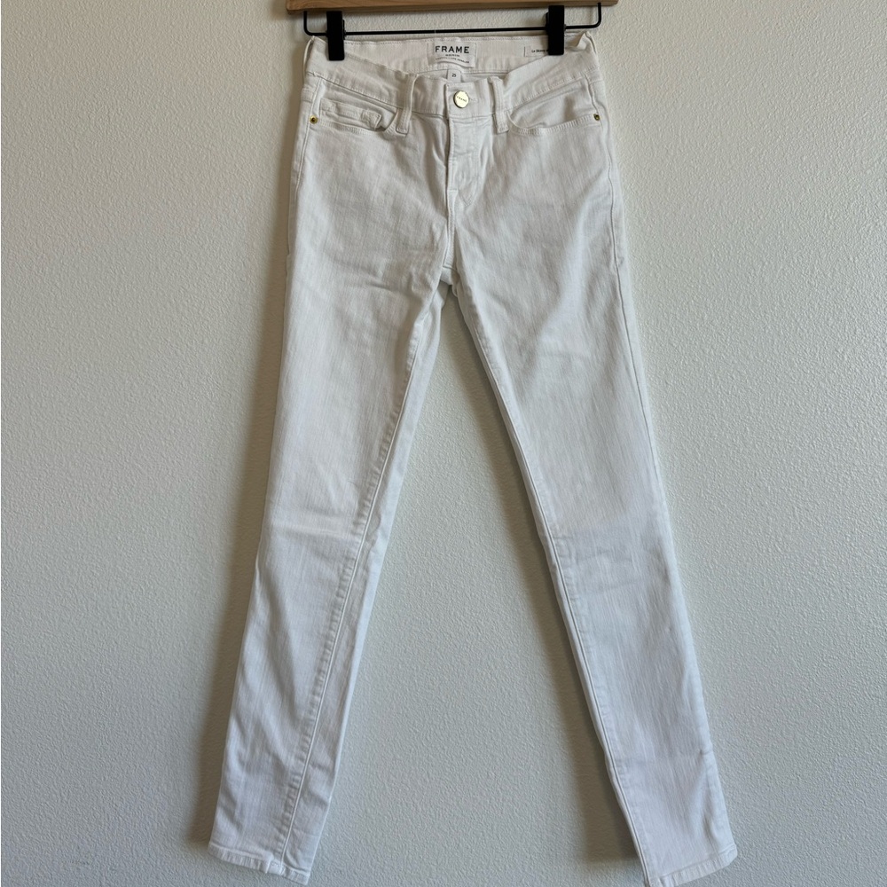 Frame Skinny Jeans, White (25)